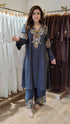 Grey Kashmiri Paisley Embroidered Kurta Pant Set