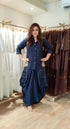 Deep Navy Embroidered Drape Skirt Set