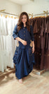 Deep Navy Embroidered Drape Skirt Set