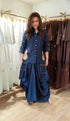 Deep Navy Embroidered Drape Skirt Set