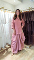 Blush Pink Embroidered Drape Skirt Set