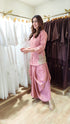 Blush Pink Embroidered Drape Skirt Set
