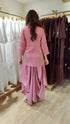 Blush Pink Embroidered Drape Skirt Set