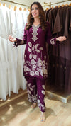 Plum Purple Floral Print Coord Set