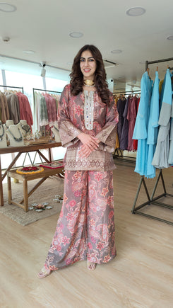 Brown Paisley Floral Coord Set
