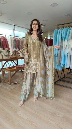 Green Stripe Floral Farshi Set