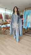 Blue Stripe Floral Farshi Set