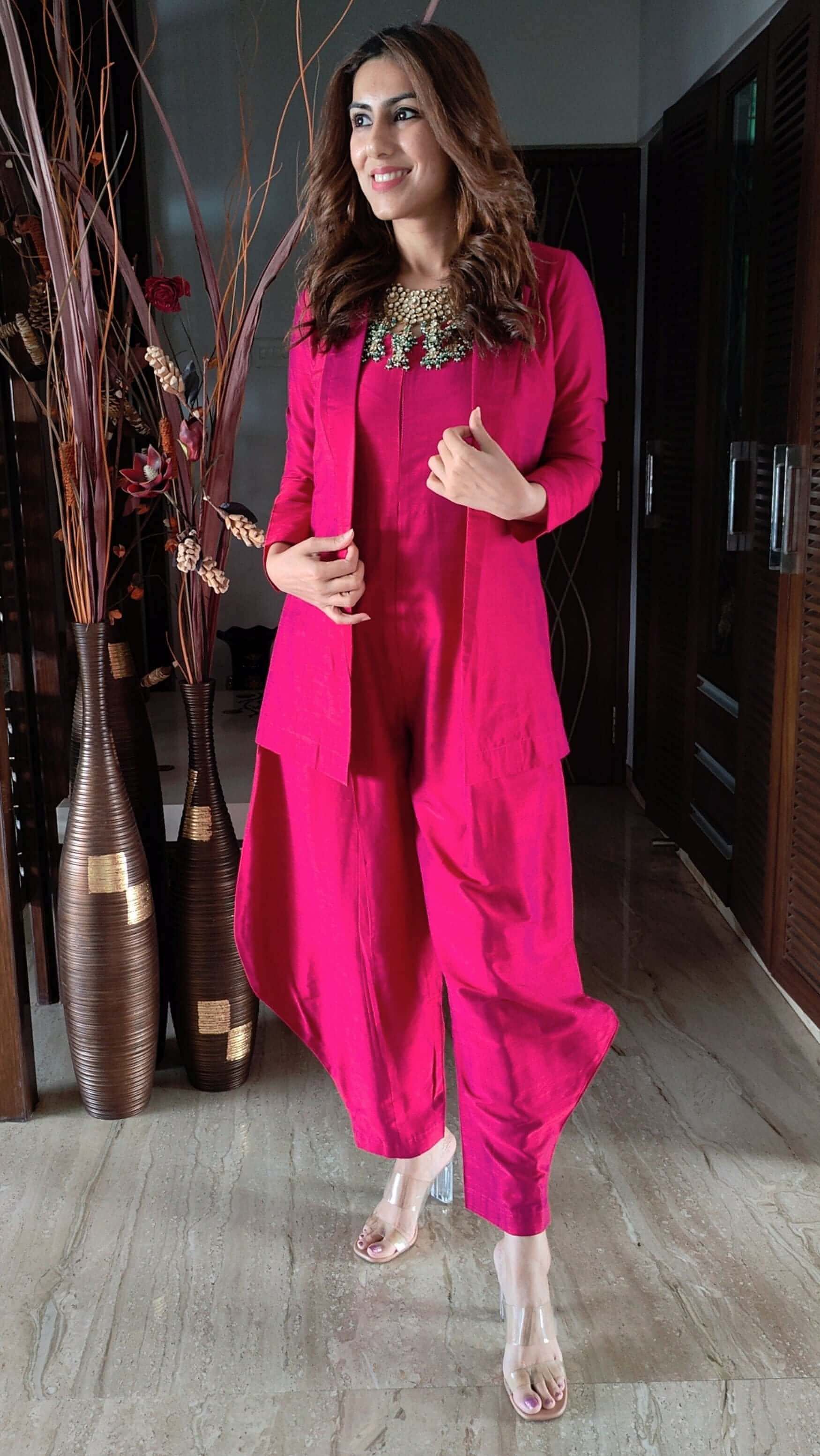 Beetroot Pink Jumpsuit with Jacket – Label DC - Main Image