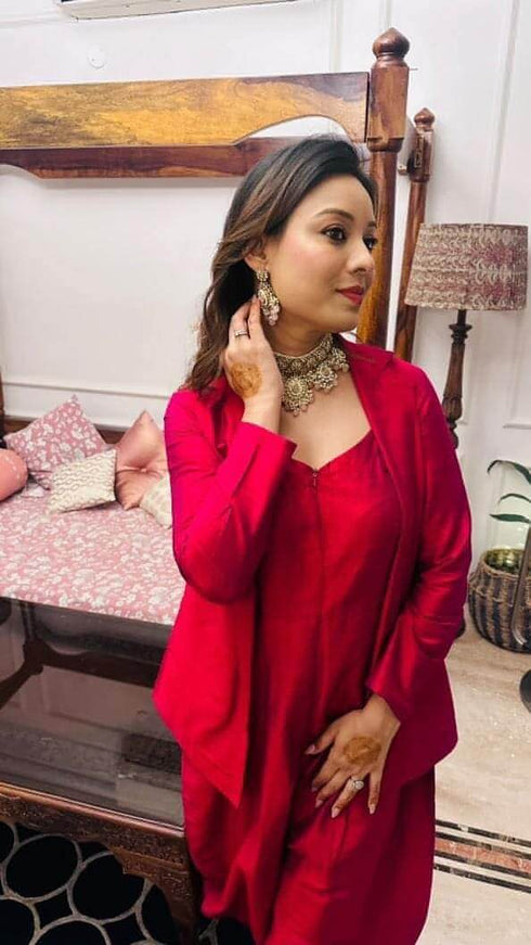 Beetroot Pink Jumpsuit with Jacket