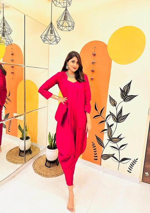 Beetroot Pink Jumpsuit with Jacket