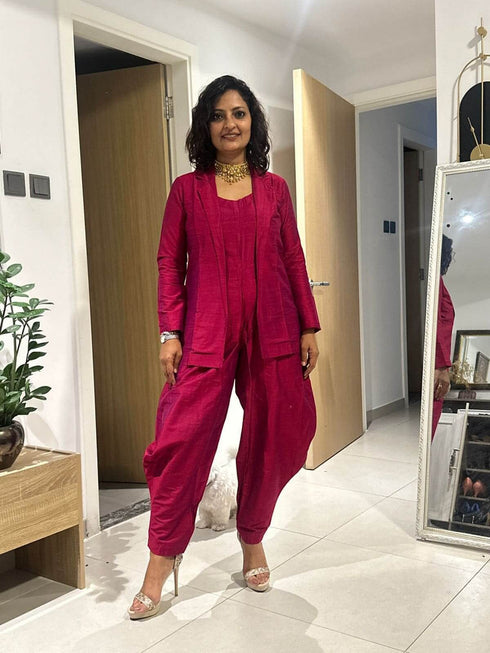 Beetroot Pink Jumpsuit with Jacket