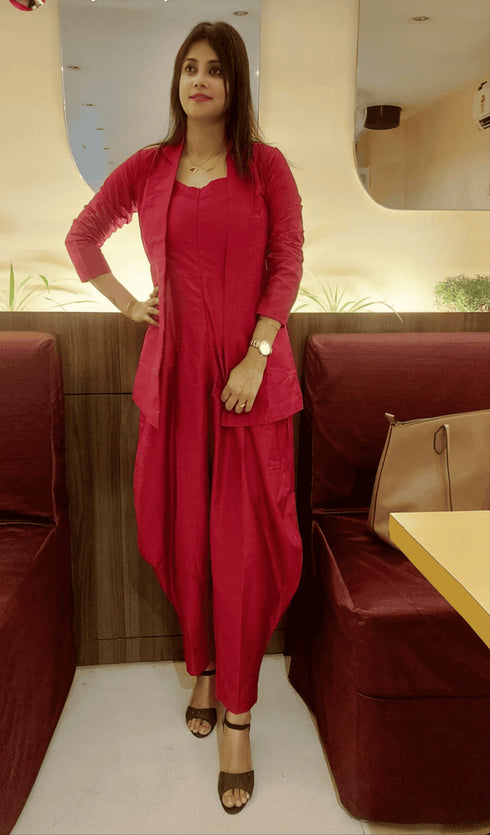 Beetroot Pink Jumpsuit with Jacket