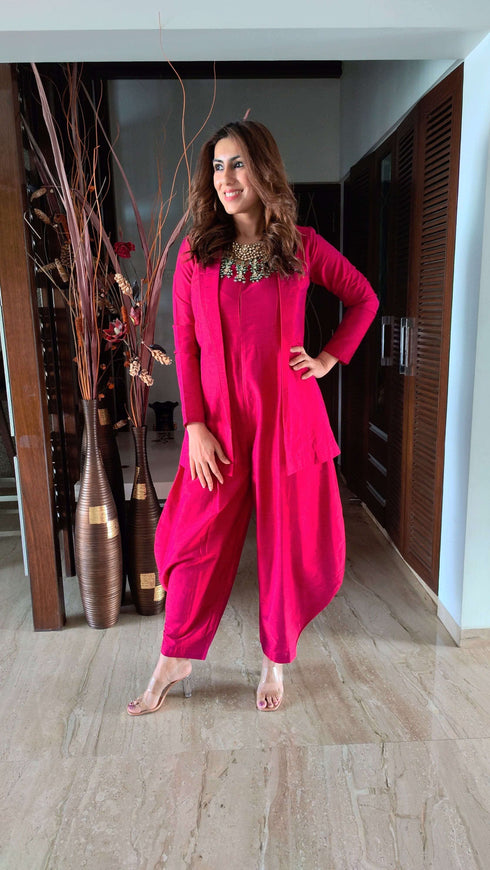 Beetroot Pink Jumpsuit with Jacket