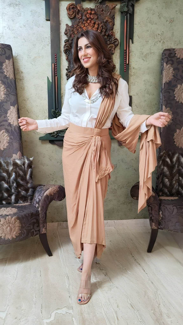 Beige Drape Skirt