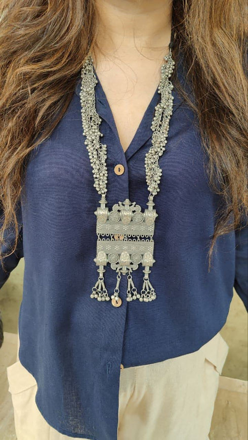 Beige Flared Pants with Not Abla Nari Shirt