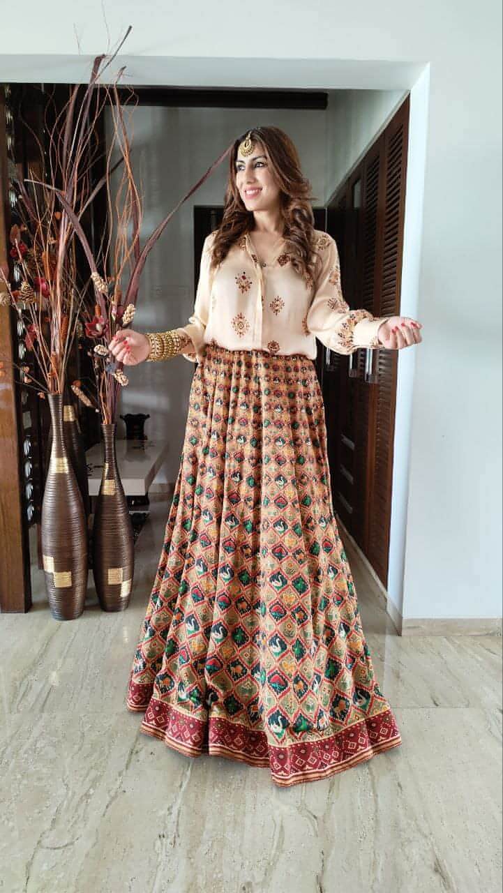 Beige Maroon Shirt Lehenga Set – Label DC