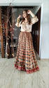 Beige Maroon Shirt Lehenga Set