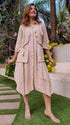 Beige Shirt Dress With Waist Coat