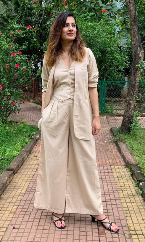 Beige Waistcoat Set