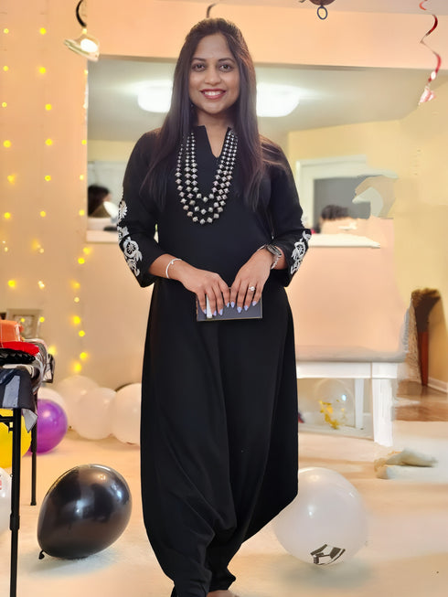 Black Embroidery Jumpsuit