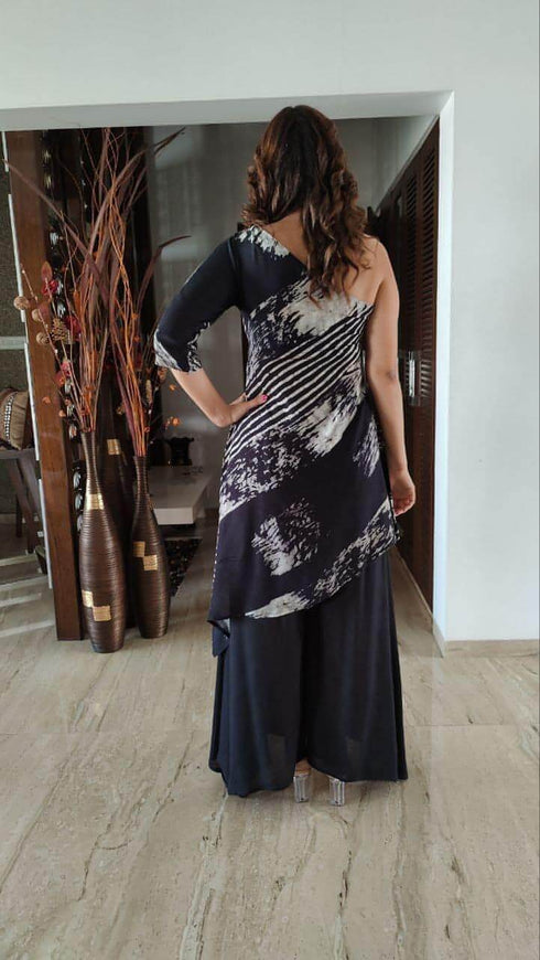 Black Grey Off Shoulder Coord Set