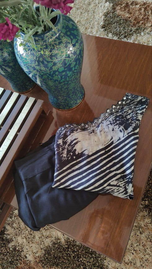 Black Grey Off Shoulder Coord Set