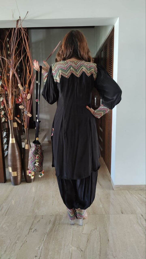 Black Pathani Dhoti Banjara Potli Set