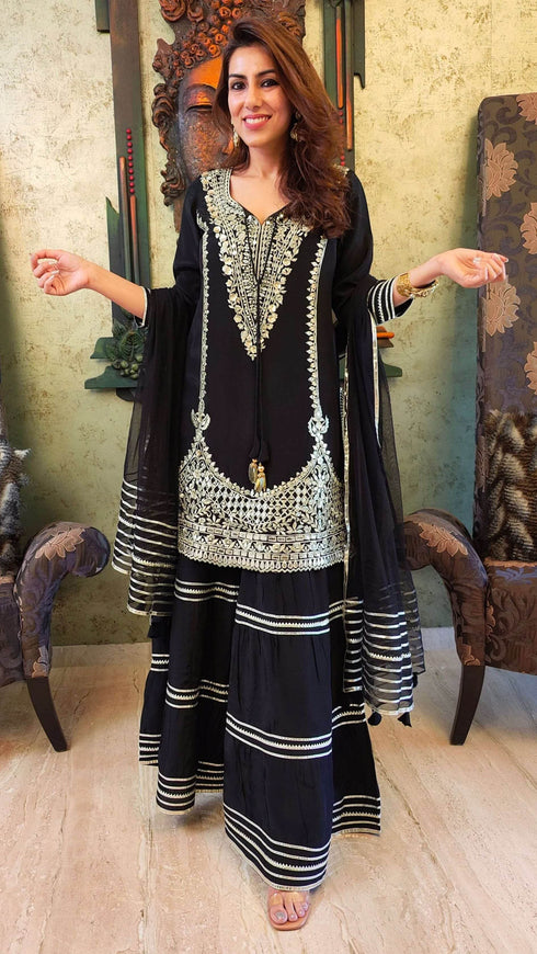 Black Sharara Set