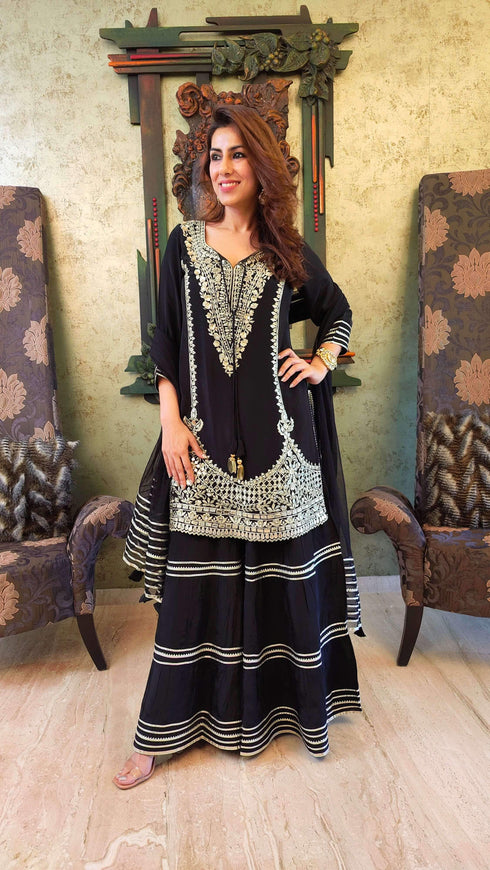 Black Sharara Set