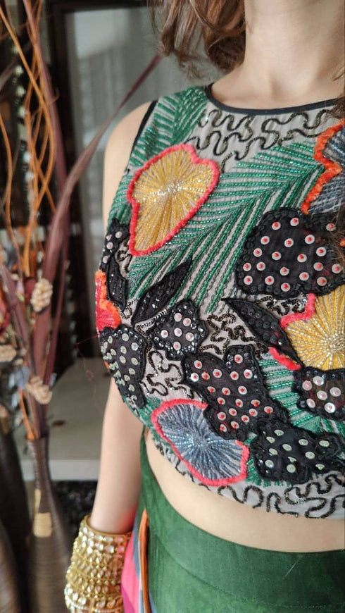 Black Stripe Drape Sari