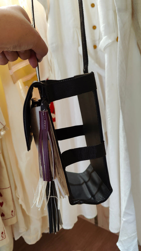 Black And White Card Farshi Salwar with Sling Bag