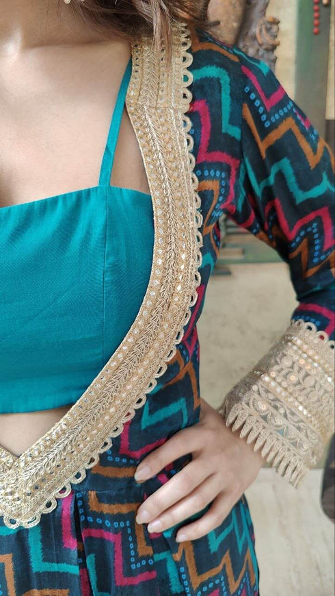Blue Bralette Kurta Set