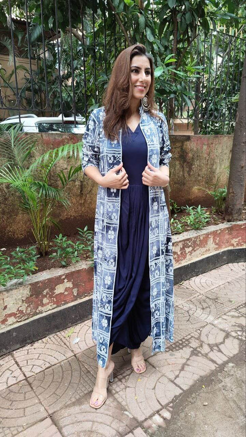Blue Dhoti Dress with Long Jacket