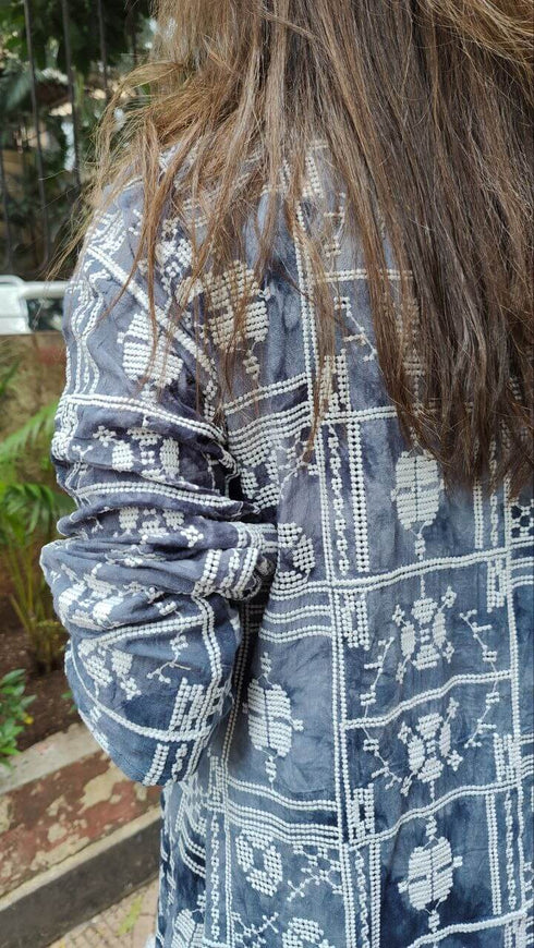 Blue Dhoti Dress with Long Jacket