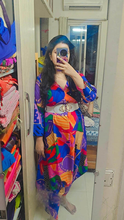 Blue Dhoti Jumpsuit with Zipper