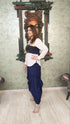 Blue Flared Pants With Patchwork Corset Top