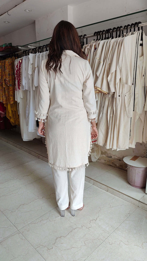 Blue Flower Off White Coord Set