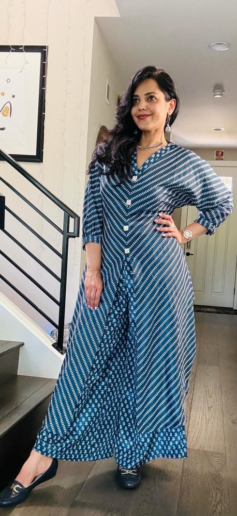 Blue Front Slit Coord