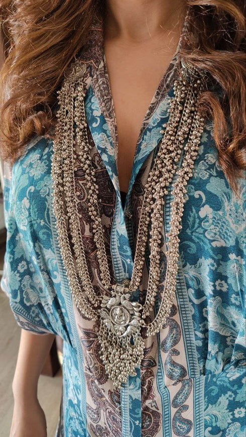 Blue Grey Kaftan Dress