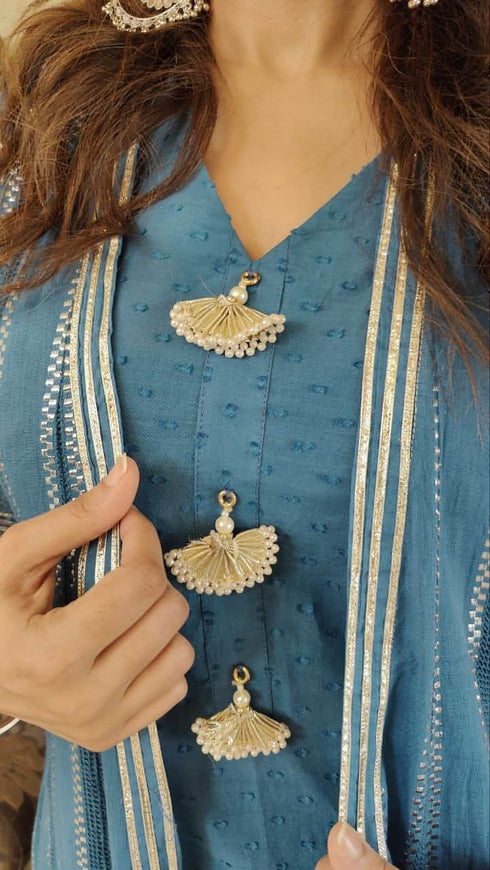 Blue Kurta Jacket Set