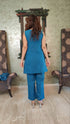 Blue Kurta Jacket Set