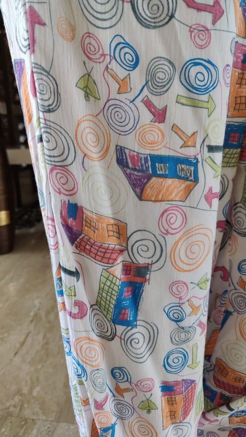 Blue White Doodle - Three Piece Coord Set