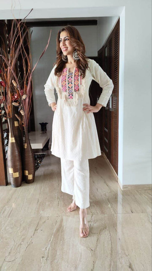 Boho Fringe Pink White Set