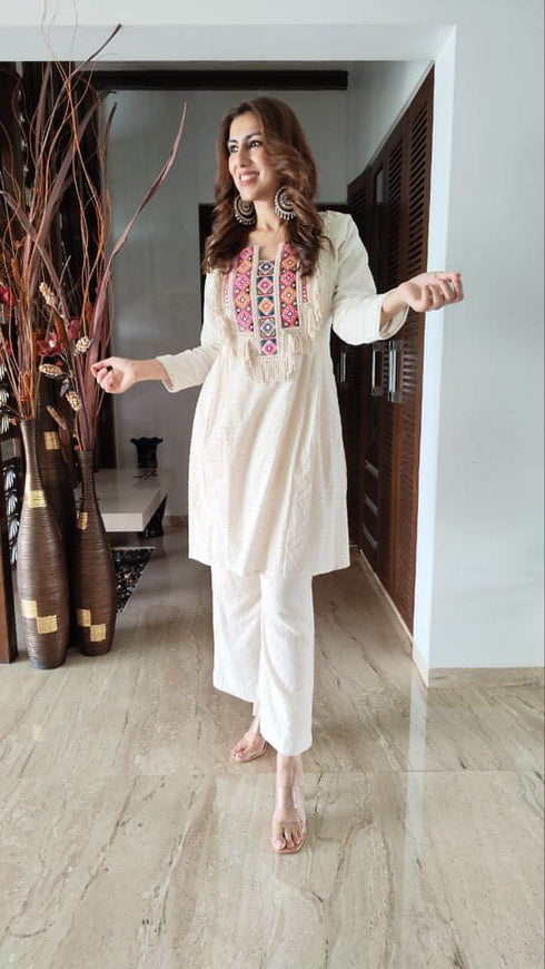 Boho Fringe Pink White Set