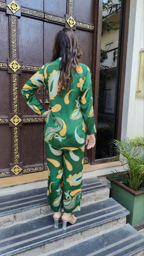 Bottle Green Crepe Coord Set