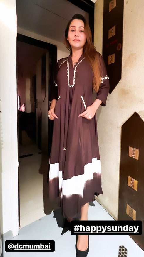 Brown Leather Patchwork Dress