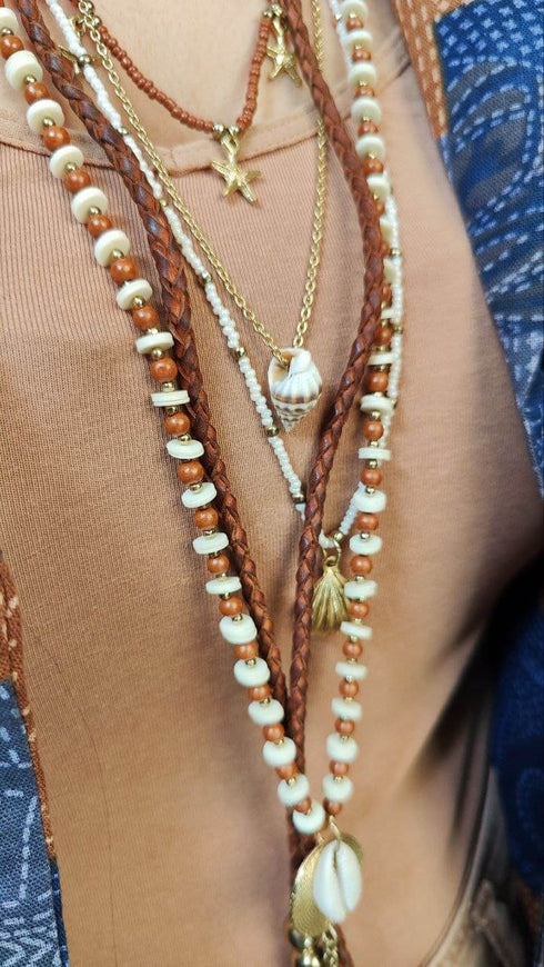 Brown Sea Shell Multi Layer Necklace