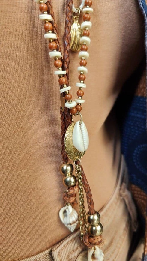 Brown Sea Shell Multi Layer Necklace