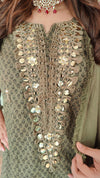 Embroidered Grey Long Yoke Sharara Set