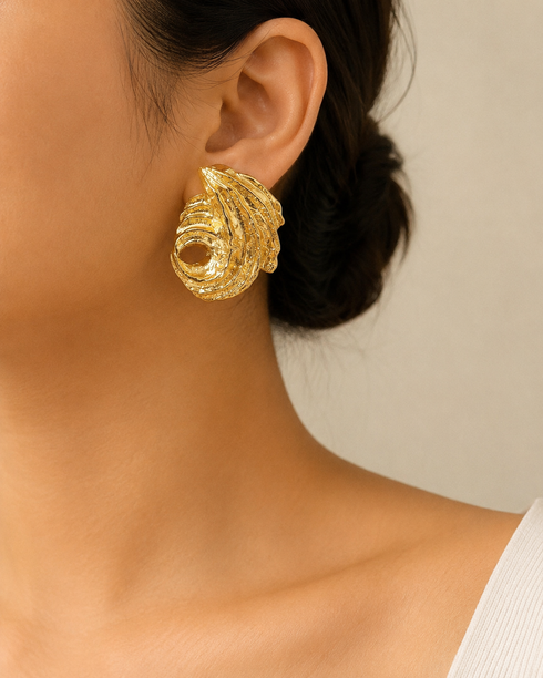 Gold Swirl Stud Earrings